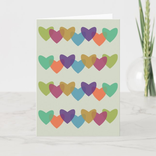 Hearts Greeting Card Retro Vintage Mid Century (Front)