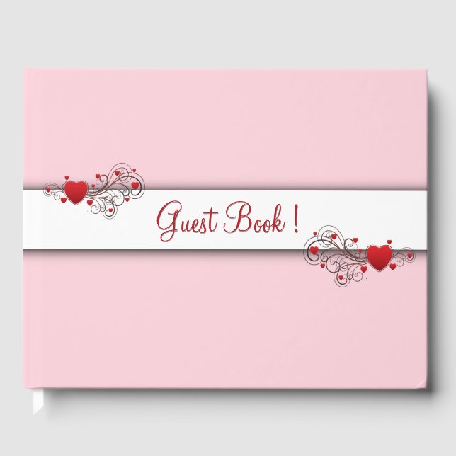 Hearts Guest Book pink (Front)