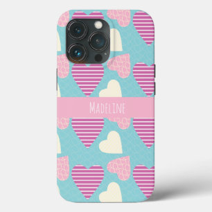 Hearts Hand Drawn Valentine's Day Pattern Purple  iPhone 13 Pro Case
