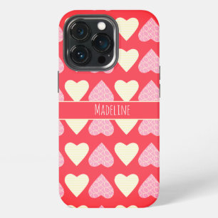 Hearts Hand Drawn Valentine's Day Pattern Red iPhone 13 Pro Case
