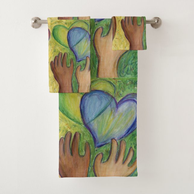 Hearts & Hands Diversity Love Art Towel (Insitu)