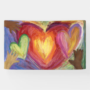 Hearts & Hands Love Diversity Art Custom Banner