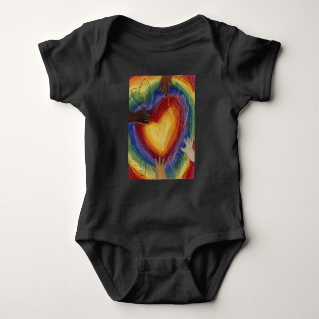 Hearts & Hands Love Diversity Art Custom Bodysuit (Front)