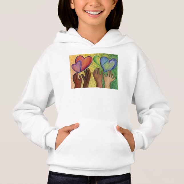 Hearts & Hands Love Diversity Art Custom Hoodie (Front)