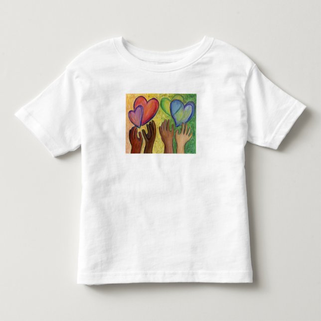 Hearts & Hands Love Diversity Art Custom T-Shirt (Front)