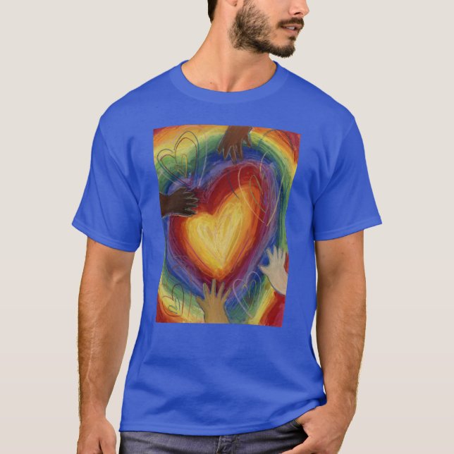 Hearts & Hands Love Diversity Art Custom T-Shirts (Front)