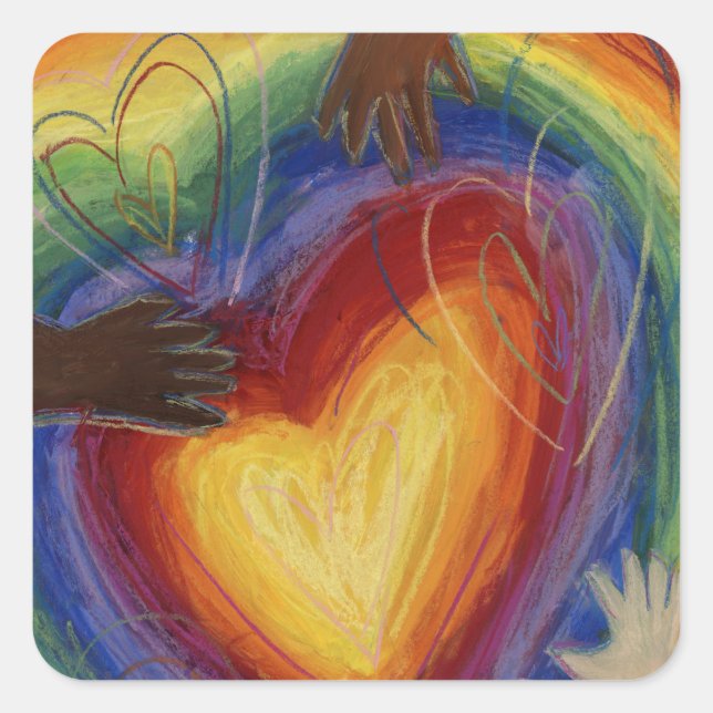 Hearts & Hands Love Diversity Art Decal Stickers (Front)