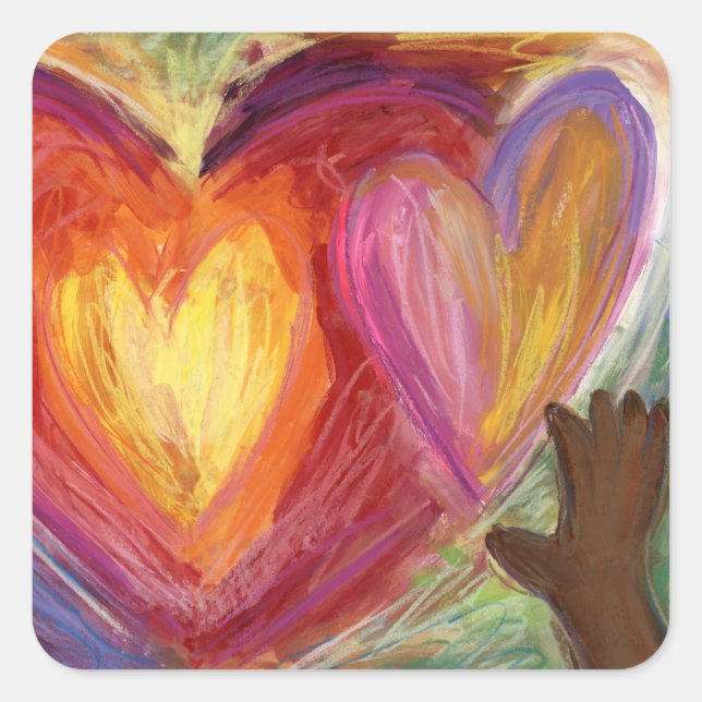 Hearts & Hands Love Diversity Art Decal Stickers (Front)