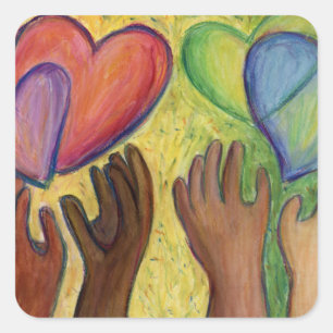 Hearts & Hands Love Diversity Art Decal Stickers