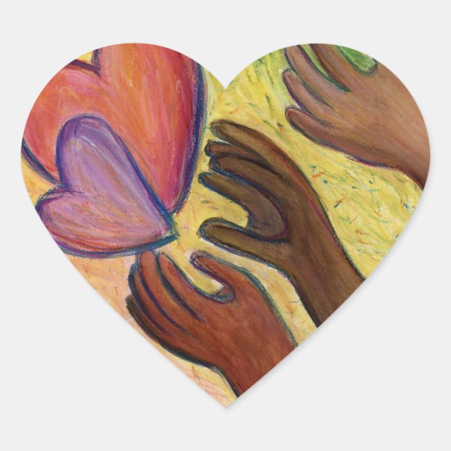 Hearts & Hands Love Diversity Art Decal Stickers (Front)