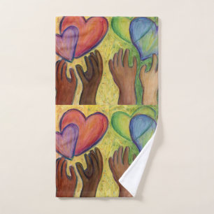 Hearts & Hands Love Diversity Art Towel