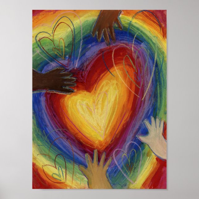 Hearts & Hands Love Painting Art Poster Print (Front)