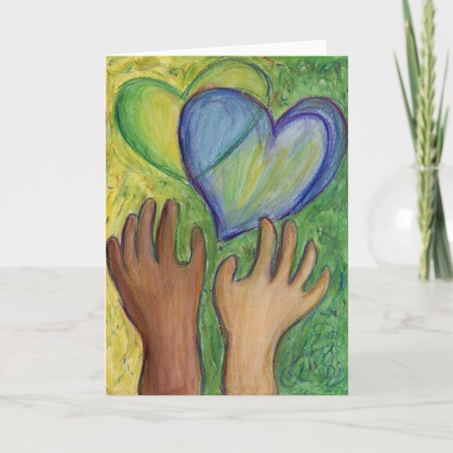 Hearts & Hands Love Painting Custom Greeting Cards (Front)