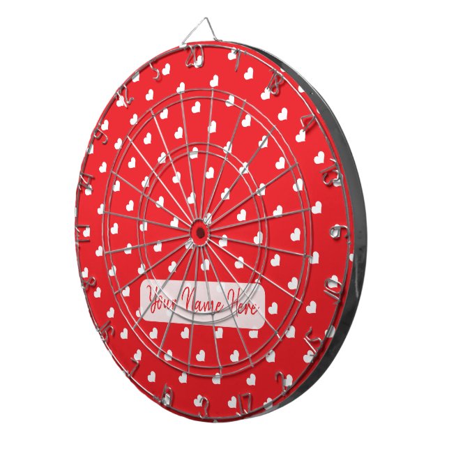 Hearts Happy Valentine’s Day Modern Love Pattern Dartboard (Front Right)