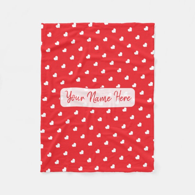 Hearts Happy Valentine’s Day Modern Love Pattern Fleece Blanket (Front)
