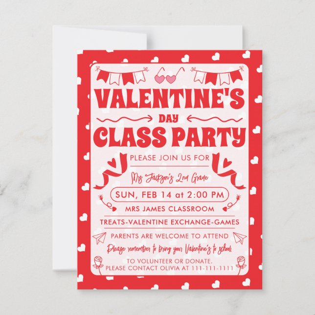 Hearts Happy Valentine’s Day Modern Love Pattern Invitation (Front)