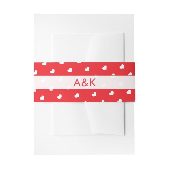 Hearts Happy Valentine’s Day Modern Love Pattern Invitation Belly Band (Front Example)