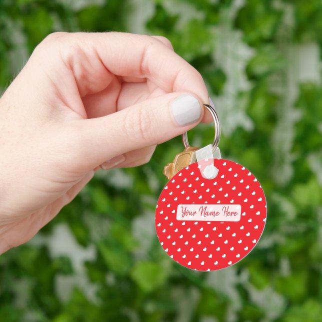 Hearts Happy Valentine’s Day Modern Love Pattern Key Ring (Hand)