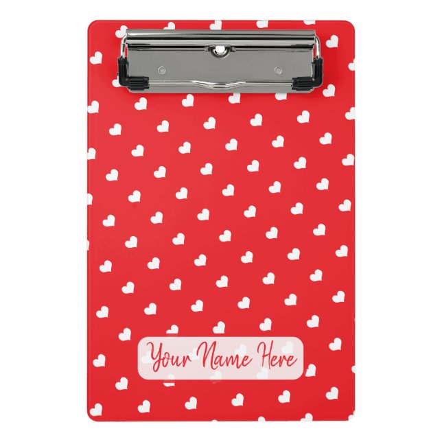 Hearts Happy Valentine’s Day Modern Love Pattern Mini Clipboard (Front)
