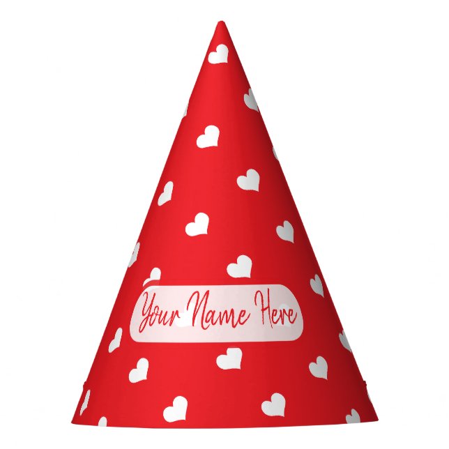 Hearts Happy Valentine’s Day Modern Love Pattern Party Hat (Front)