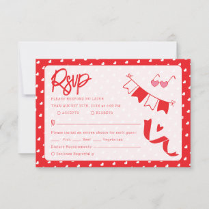 Hearts Happy Valentine’s Day Modern Love Pattern RSVP Card