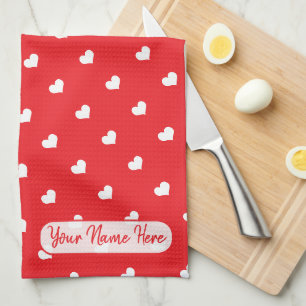 Hearts Happy Valentine’s Day Modern Love Pattern Tea Towel