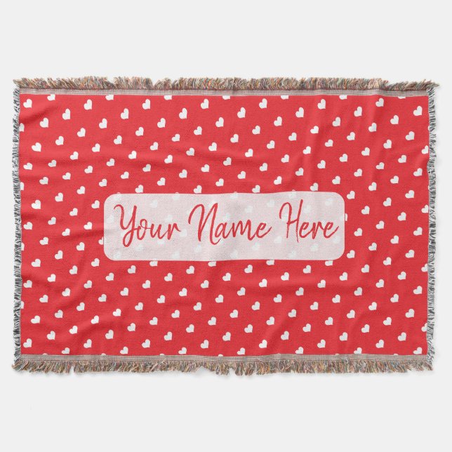 Hearts Happy Valentine’s Day Modern Love Pattern Throw Blanket (Front)