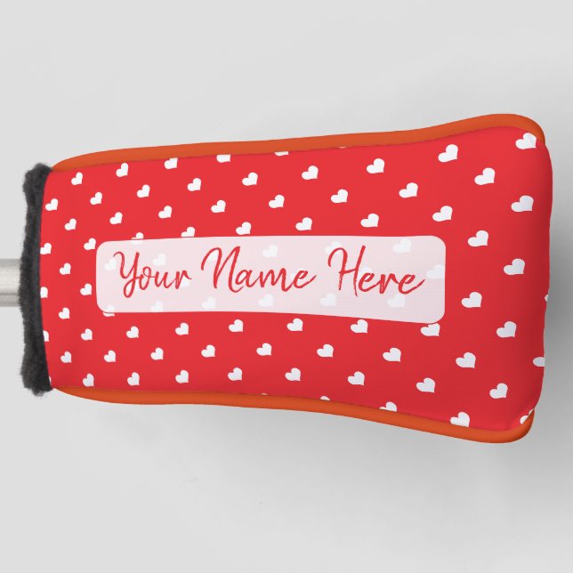 Hearts Happy Valentine's Day Modern Love Pattern Golf Head Cover (Front)