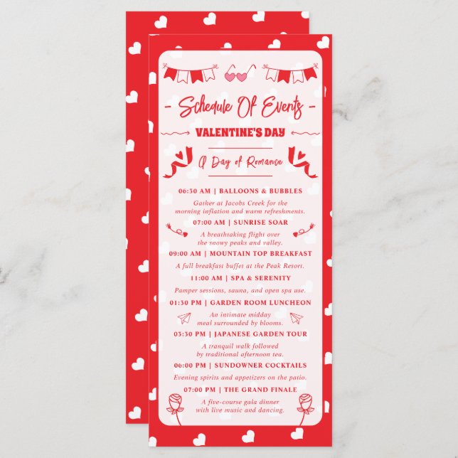 Hearts Happy Valentine's Day Modern Love Pattern Programme (Front/Back)