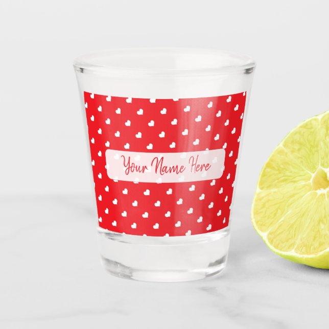 Hearts Happy Valentine's Day Modern Love Pattern Shot Glass (Front)