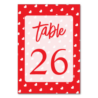 Hearts Happy Valentine's Day Modern Love Pattern Table Number