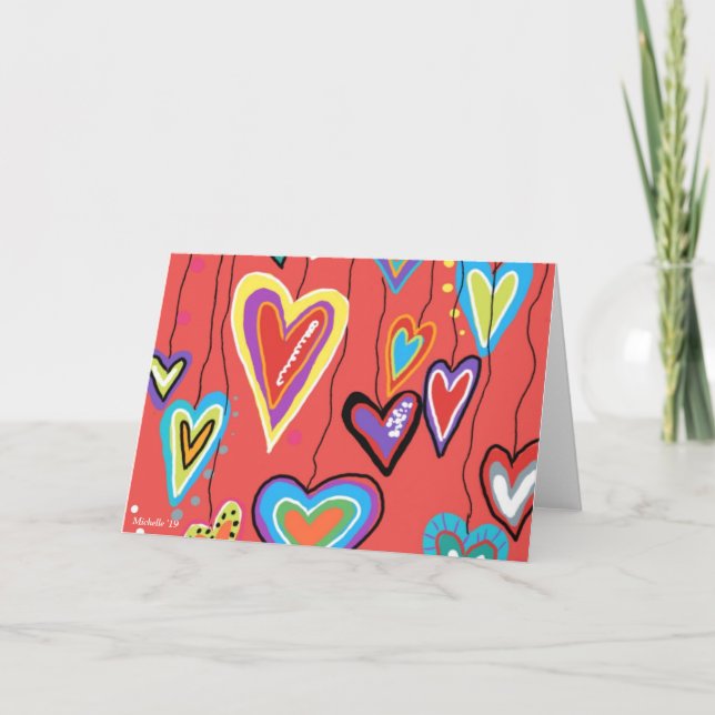 Hearts, Hearts, and More Hearts Thank You Card (Front)