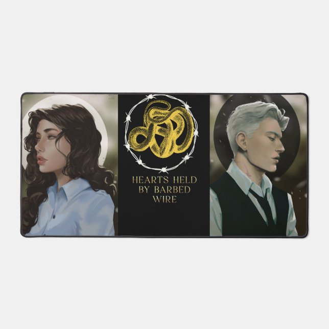 Hearts Held By Barbed Wire Computer Mat (Front)