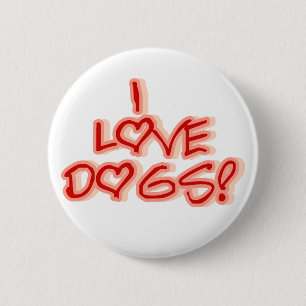 Hearts I Love Dogs Tshirts and Gifts 6 Cm Round Badge