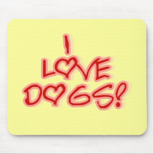 Hearts I Love Dogs Tshirts and Gifts Mouse Pad