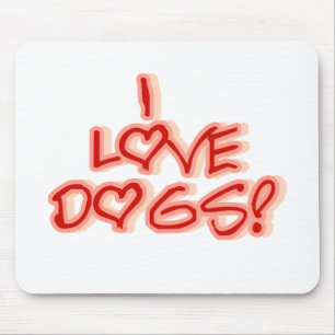 Hearts I Love Dogs Tshirts and Gifts Mouse Pad