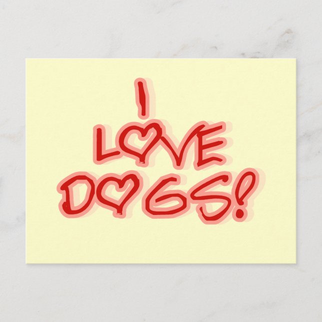 Hearts I Love Dogs Tshirts and Gifts Postcard (Front)