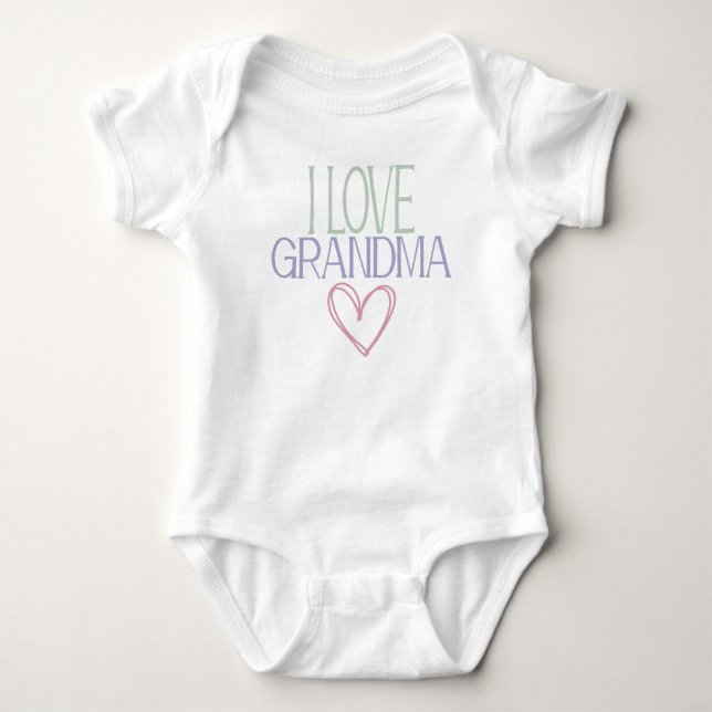 Hearts I love Grandma Grandmother Baby Shower Gift Bodysuit (Front)