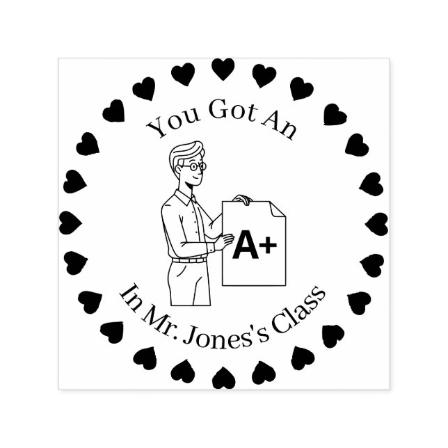 Hearts in a Circle, Male Teachers A+ Self-inking Stamp (Design)