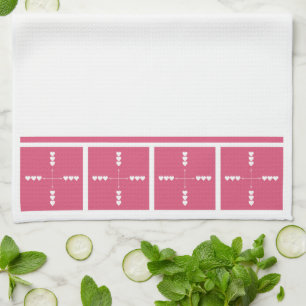 Hearts in all directions tea towel