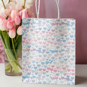 Hearts in baby pink & blue Happy Mother's Day Medium Gift Bag