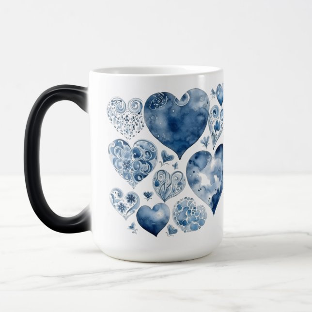 Hearts in Delft Blue  Magic Mug (Left)