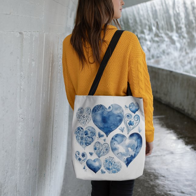 Hearts in Delft Blue  Tote Bag (Creator Uploaded)