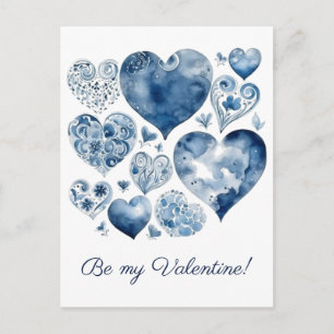 Hearts in Delft Blue, valentine  Postcard