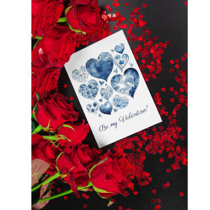 Hearts in Delft Blue, valentine Postcard