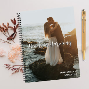 Hearts in Harmony,Wedding Photo, Elegant Custom Notebook