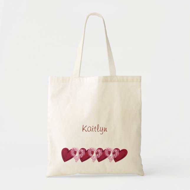 Hearts In Heart Personalised Budget - Tote Bag (Front)