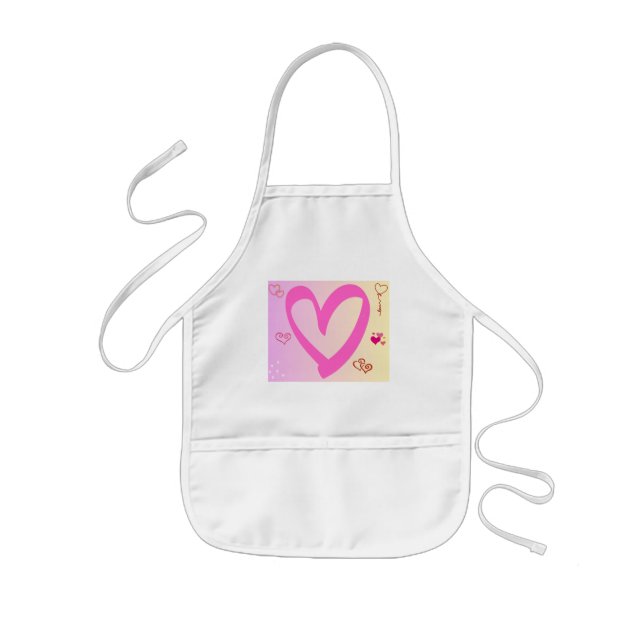 Hearts In Pink Gradient Kids Apron (Front)