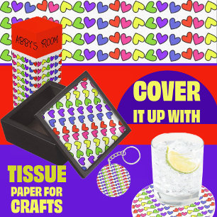 Hearts in Rainbow Colours Tissue Paper