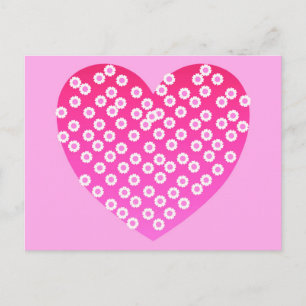 Hearts in shades of pink on medium pink background postcard